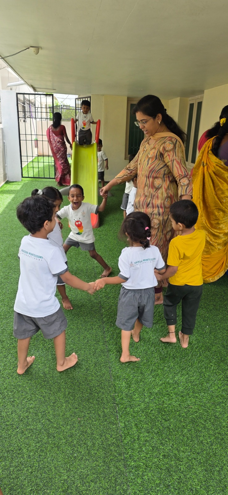 Group play holding hands